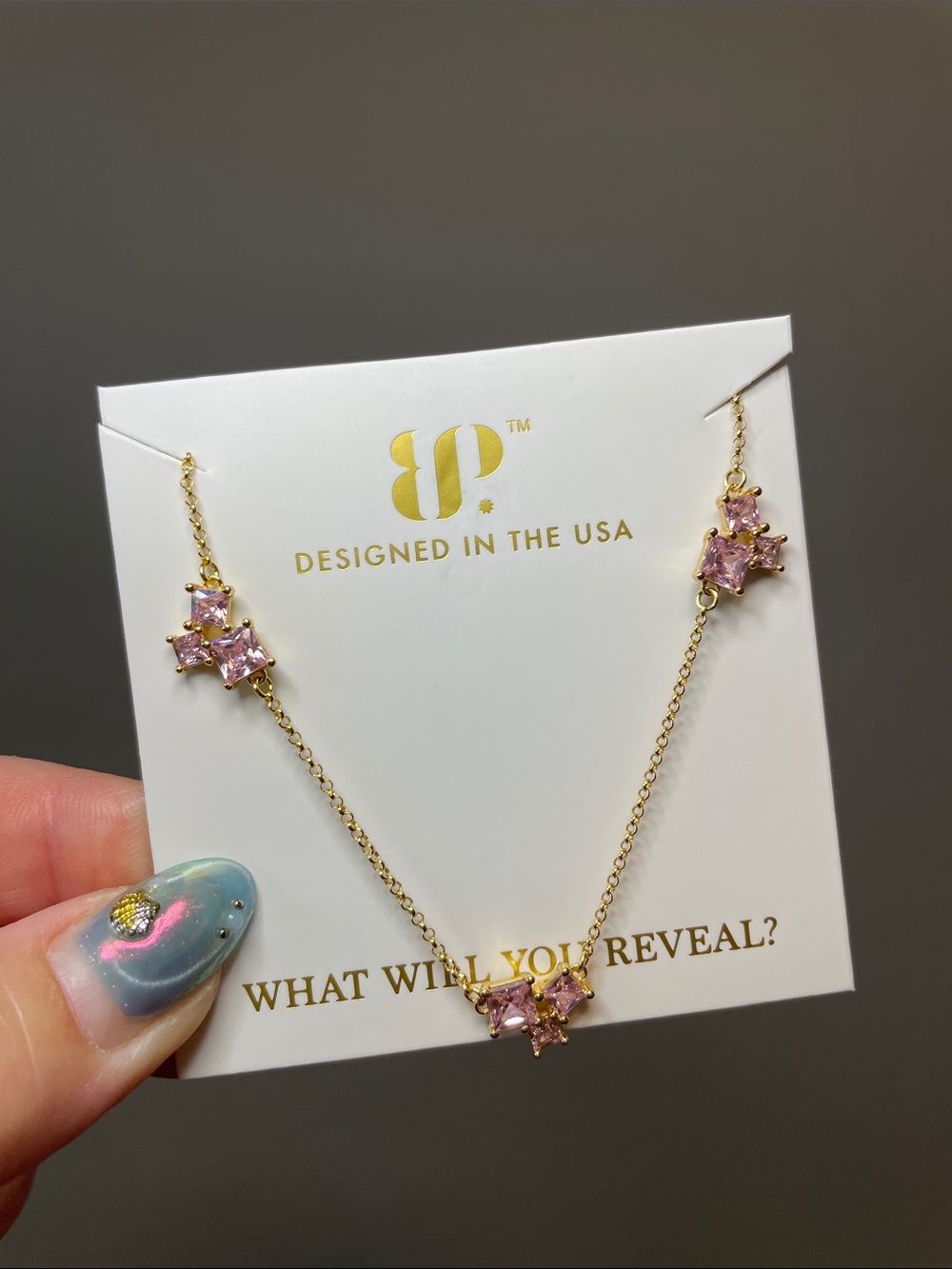 Bomb Party Vermeil "Let's Make It Last" Rose Quartz on Gold Over Sterling Silver